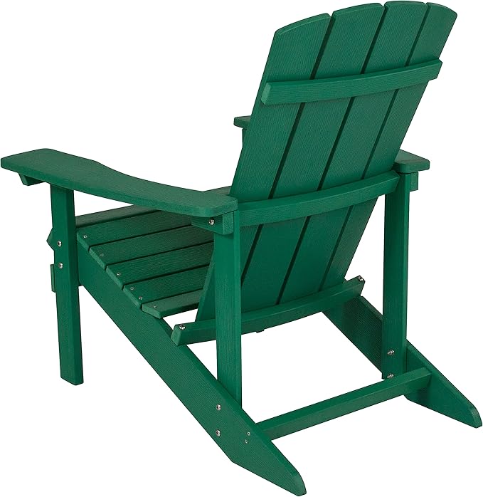 Flash Furniture Charlestown Poly Resin Adirondack Chair - Green - All Weather - Indoor/Outdoor - Set of 2