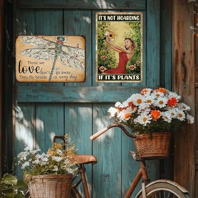 Garden Outdoor Wall Decor Plant Lover Gifts For Women Vintage Gardening Metal Tin Sign It‘S Not Hoarding If It'S Plants Signs Plant Accessories Indoor Funny Yard Decor Green House Decor 8x12 Inch
