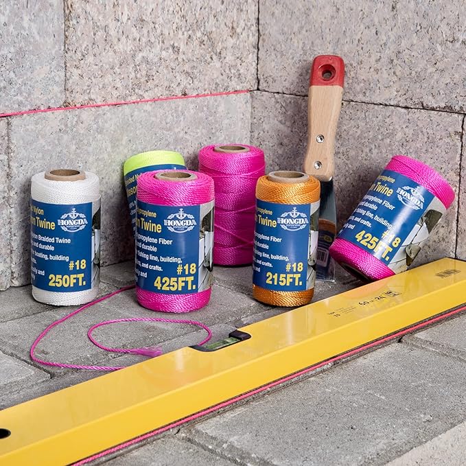HONGDA Twisted Nylon String, #18 x 540FT Mason Line String, Nylon Twine for Masonry Job, Trot Line, Decoy Line, Net Making and Mending, Workshop, Crafts, Gardening
