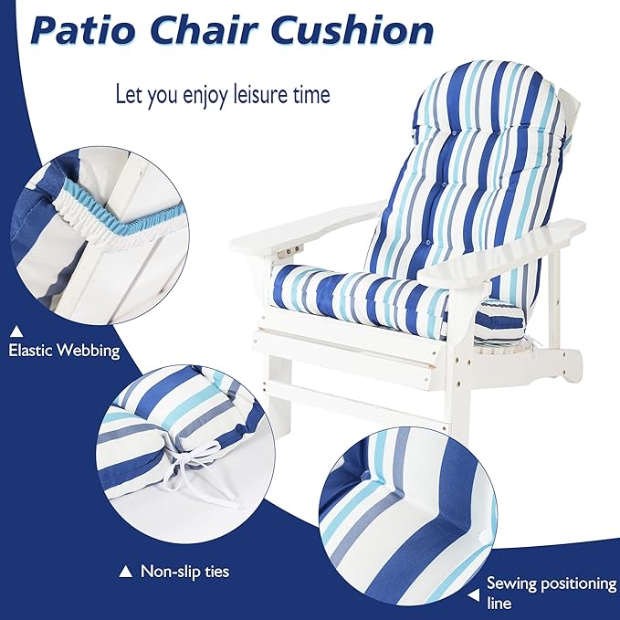Enipate Weather Resistant Adirondack Chair Cushions High Back Rocking Chair Cushion Indoor Outdoor Patio Tufted Thicken Lounge Cushion Seat Pad