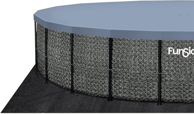 Funsicle Oasis Designer 22' x 52" Round Above Ground Swimming Pool, with CP2000-C Filter Pump, Ladder, Maintenance Kit, Cover, Ground Cloth & Repair Patch, Dark Herringbone
