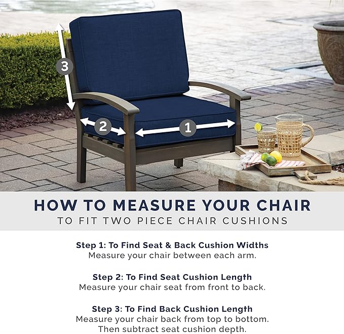 Arden Outdoor Deep Seat Cushion Set, 24 in x 24 in, Weather-Proof, Rain-Proof, Fade Resistant Patio Cushion for Chair, Sofa, and Couch Peacock Blue Green Texture