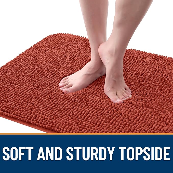 OLANLY Dog Door Mat for Muddy Paws 34x21, Absorbs Moisture and Dirt, Absorbent Non-Slip Washable Doormat, Quick Dry Chenille Mud Mat for Dogs, Entry Indoor Entryway Carpet for Inside Floor, Maple Red