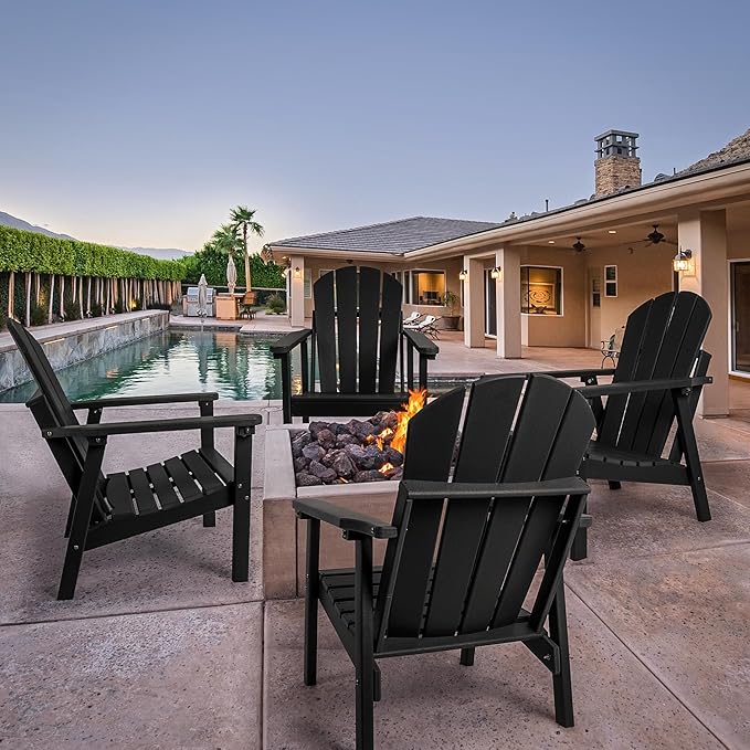 Adirondack Chair Set of 2, HDPE All Weather Adirondack Chairs, Fire Pit Chairs, Patio Chairs, Lawn Chairs. Perfect for Porch, Patio, Poolside, Deck.