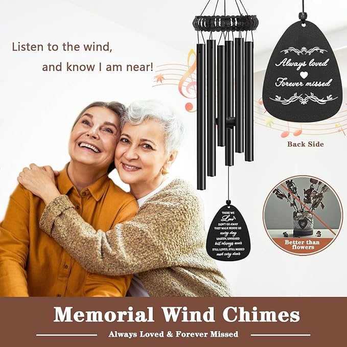 Sympathy Gifts for Loss of Loved One, 30" Metal Memorial Wind Chimes for Loss of Mom Dad, Windchimes in Memory of A Loved One, Bereavement Condolences Gift for Loss