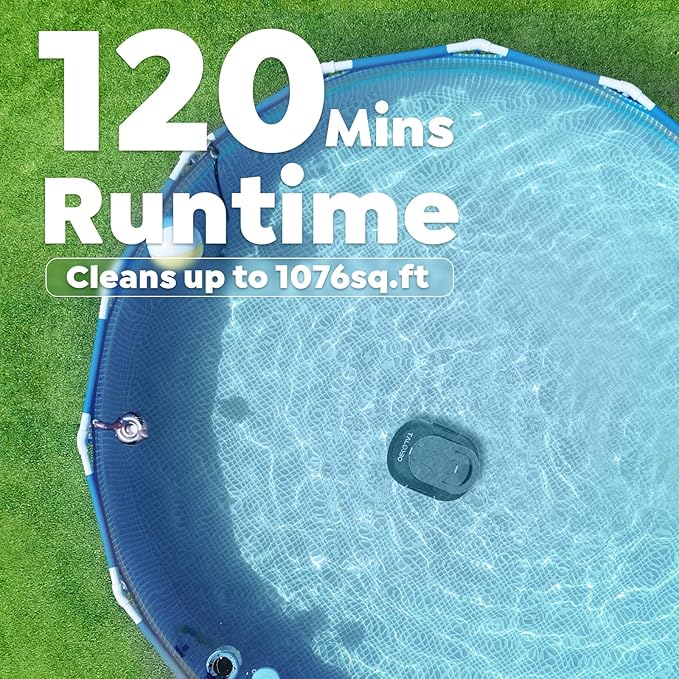[2026 New] TALOSBO S1 PRO Cordless Pool Vacuum – Powerful Robotic Cleaner for Above-Ground Pools up to 1076 Sq.ft, 120-Min Runtime, 2.5H Fast Charging, Smart Auto-Parking Design