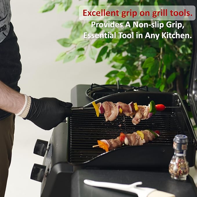 BBQ Gloves 2 Cotton Glove Liners and 50 Disposable Nitrile for Cooking Baking Grilling Washable Cotton Liners Powder Latex Free Nitrile Gloves