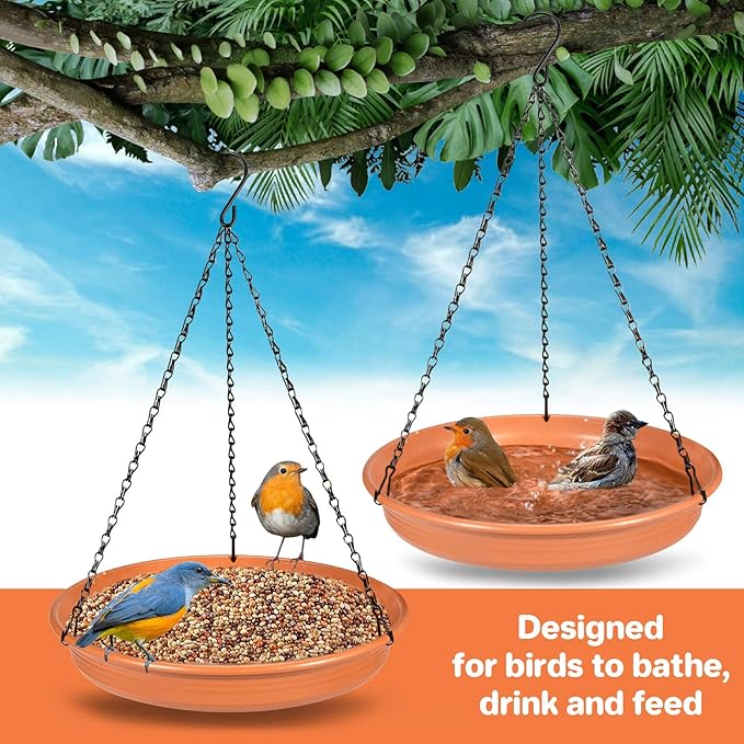 Hanging Bird Bath Hanging Bird-Feeder - CARGEN Garden BirdBath Tray Wildlife Feeder Plate Water Bowl or Water Bowl for Outdoors Garden Patio Decoration
