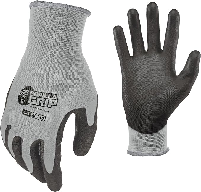 Gorilla Grip Work Gloves, Never Slip Maximum Grip All-Purpose, Gloves for Men, Superior Grip, Polymer Palm