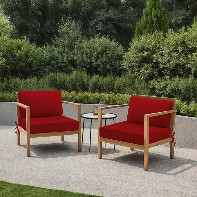 idee-home Outdoor Cushions for Patio Furniture, Outdoor Seat Cushion, Waterproof Hampton Bay Deep Seat Replacement Couch Chair Cushions for Garden Lawn Backyard Deck, 28.5 x 28.5 Red