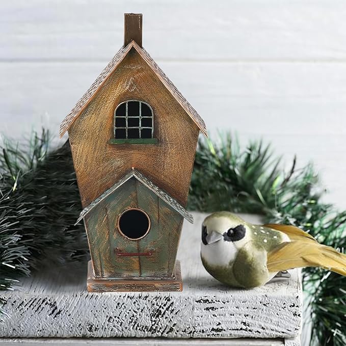 Jemeni Metal Birdhouse for Outdoors, Bird Houses for Outside Hanging, Country Cottage Style……