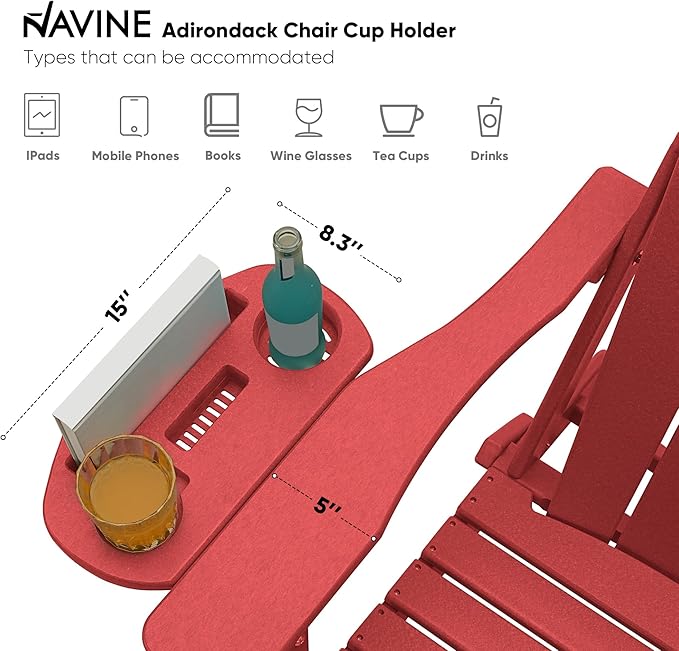 Adirondack Chair Set of 8, HDPE Folding Adirondack Chair with Multifunctional Cup Holder, Weather Resistant Fire Pit Chair for porches, patios, poolsides, Decks.