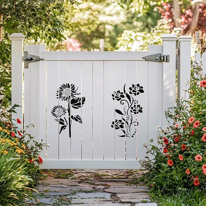 Flower Stencils for Painting Reusable Wall Stencil for Crafts Large Floral Design Templates for DIY Home Decor Art Projects,11 PCS