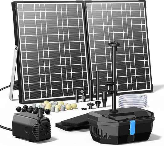 NFESOLAR Solar Fountain Kit, 30W Solar Pond Pump with Pond Filter, 200 GPH Submersible Pump, 4 Sprayers for Outdoor Pond 200-600 Gallons, Fish Tank and Garden Water Features N3213