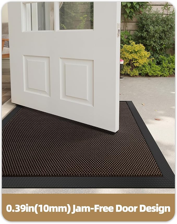 Color&Geometry High Stretch Elastic Silk Doormat, Front Door Mat Outside Entrance, Outdoor Door Mat for Patio,Quick-Dry & Heavy-Duty, Non-Slip Rubber Large Doormat, 32"x48" Dark Brown