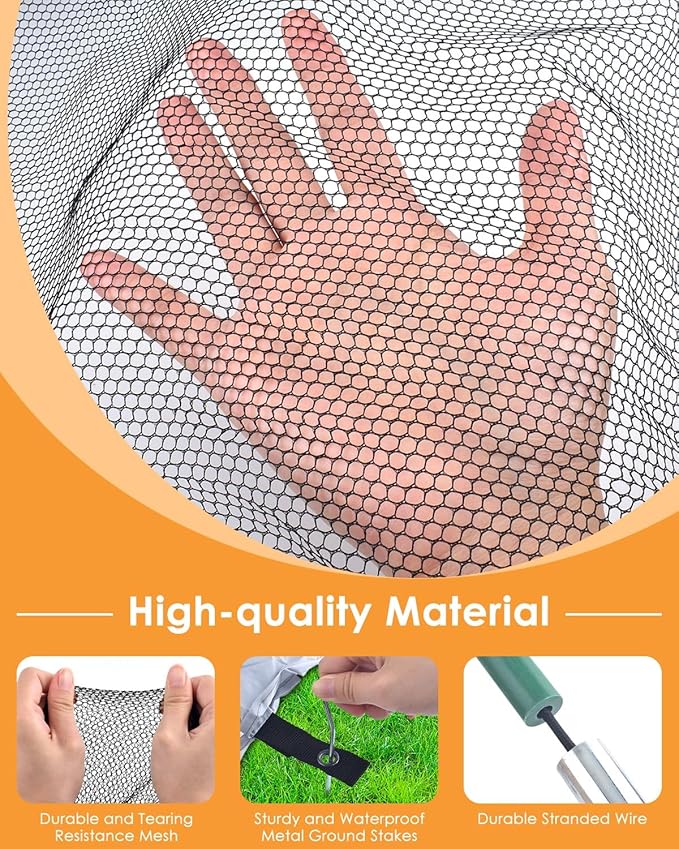 5 * 7ft Pond Cover Dome,Garden Pond Net Pond Mesh Tent with Ropes, Stakes and Fiberglass Poles, Pond and Garden Cover Protective Tent Dome Netting for Pond Pool and Garden