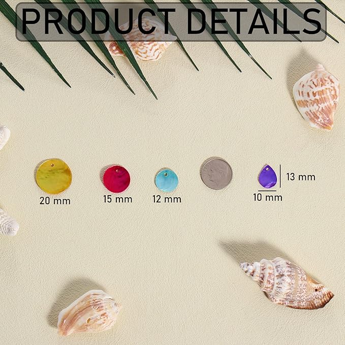 Firstmeet Shell Beads 150pcs Natural 15mm Flat Round Mussel Shell Coin Drop Charm Beads with Iridescent Back for Handcraft Jewelry Making(DIY-1023-Orange-15)