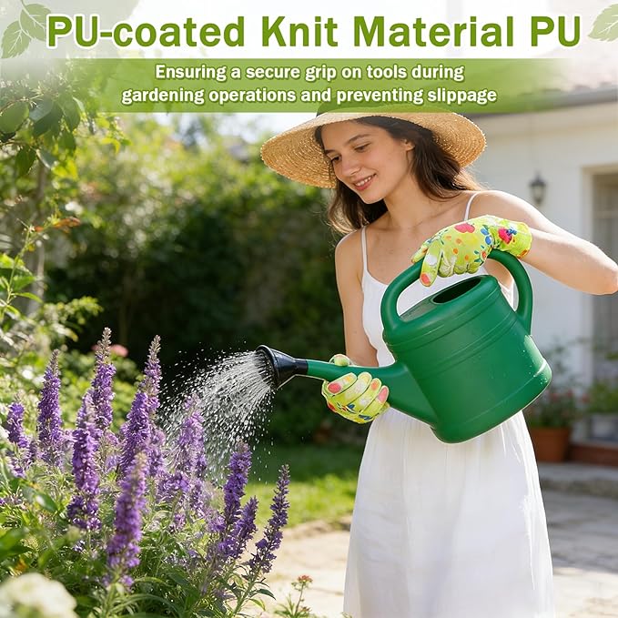 24 Pairs Gardening Gloves for Women PU Coated Breathable Non-slip Knitting Gloves for Gardening Planting Seeding