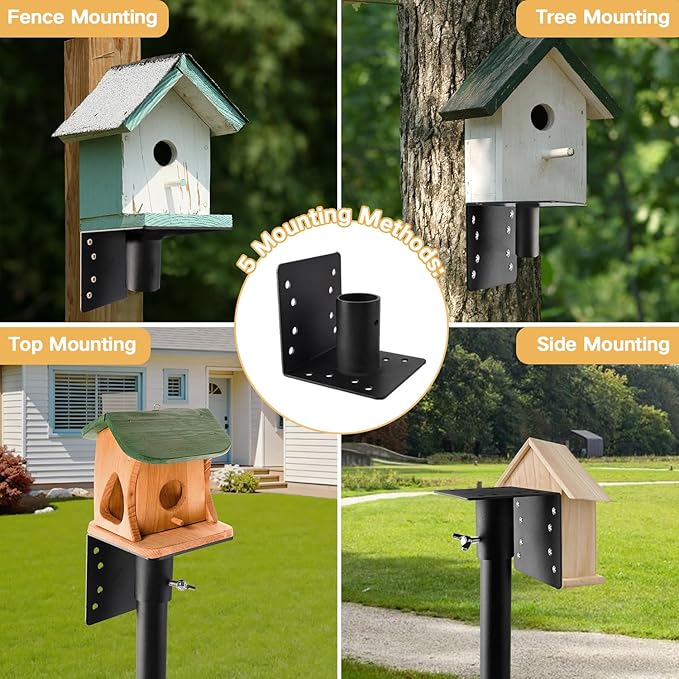 79-Inch Heavy-Duty Rustproof Bird Feeder Pole with 5-Prong Base - Splicable Adjustable Stand for Feeders, Birdhouses & Weather Stations, Enhances Birdwatching Experience (Bird House Not Included)