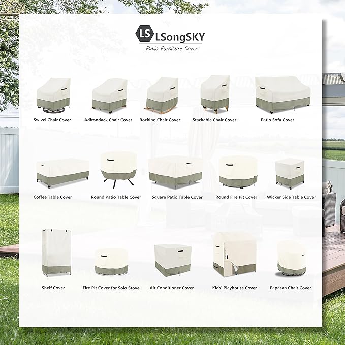 Patio Adirondack Chair Cover 2 Pack,Waterproof Heavy Duty Outdoor Chair Covers,Patio Adirondack Chair Cover for Outdoor Chair(28 W x 33 D x 36 H inches),Beige