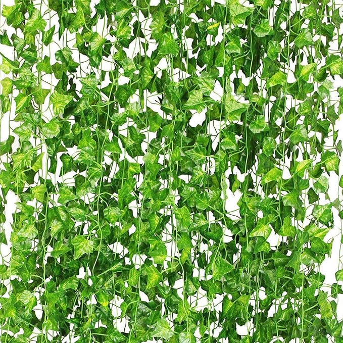 CQURE 84 Pack 588Ft Artificial Ivy Garland, Fake Vines UV Resistant Greenery Leaves Fake Plants Hanging Aesthetic Vines for Home Bedroom Party Garden Wall Room Decor