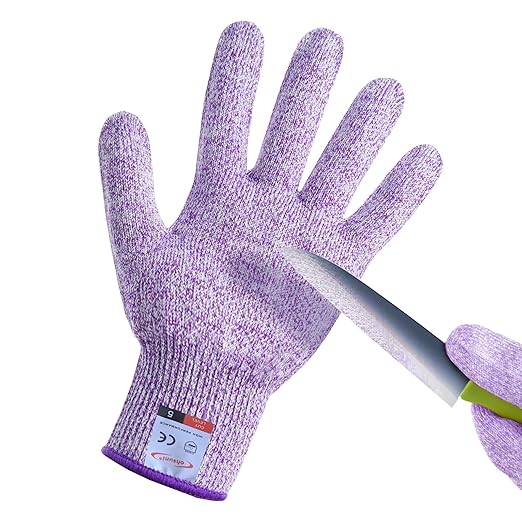 Cutting Gloves, 1 Pairs of Cut Resistant Gloves Food Grade, Cut Resistant Gloves for Kitchen, Oyster Shucking, Fish Fillet Processing, Carving Wood and Gardening(Large-Violet)