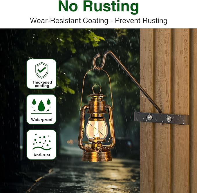 12-Inch 2 Pack Deck Bird Feeder Hanger for Railing, Outdoor Decor Plant Hanger, Balcony Railing Hook - 22LB Capacity - for Hanging Plants, Bird Feeders, Lanterns, Wind Chimes