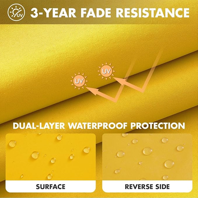 MIULEE Yellow Outdoor Seat Cushion 22x24 Inch Waterproof & 3 Year Fade Resistant Deep Seat and Back Cushion for Patio Furniture Chair Sofa Couch with Handle and Adjustable Straps
