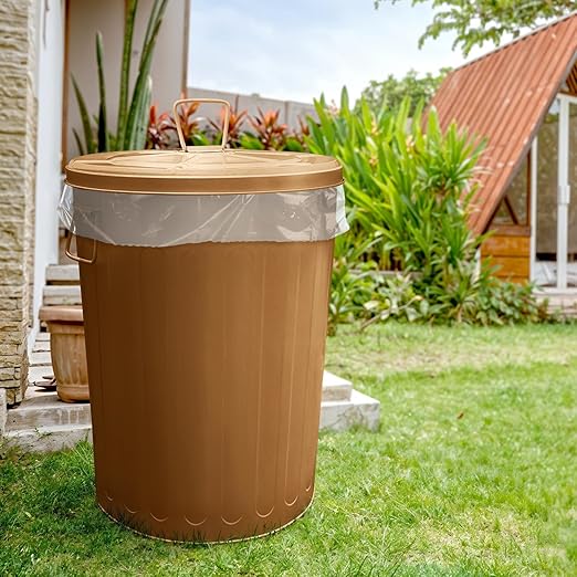 Plexon Large Metal Trash Can with Lid 20 Gallon, Decorative Outdoor Trash Can Heavy Duty Galvanized Metal Bucket with Lid for Garage Workshop Ash Storage Farmhouse, Copper