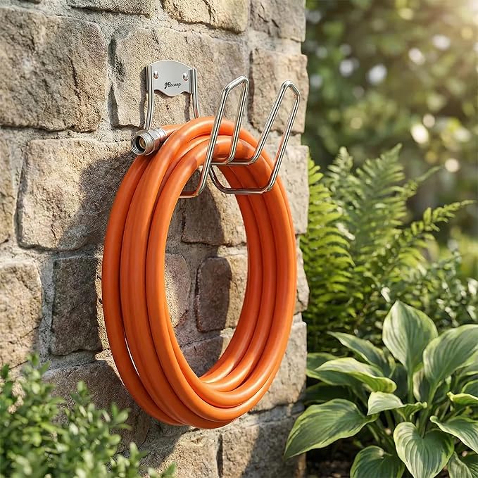 JBscoop Garden Hose Holder, Garden Hose Hanger Wall Mount for Water Hose, Extension Cords, Air Compressor Hose, Heavy Duty & Rust Proof (90 Feet)
