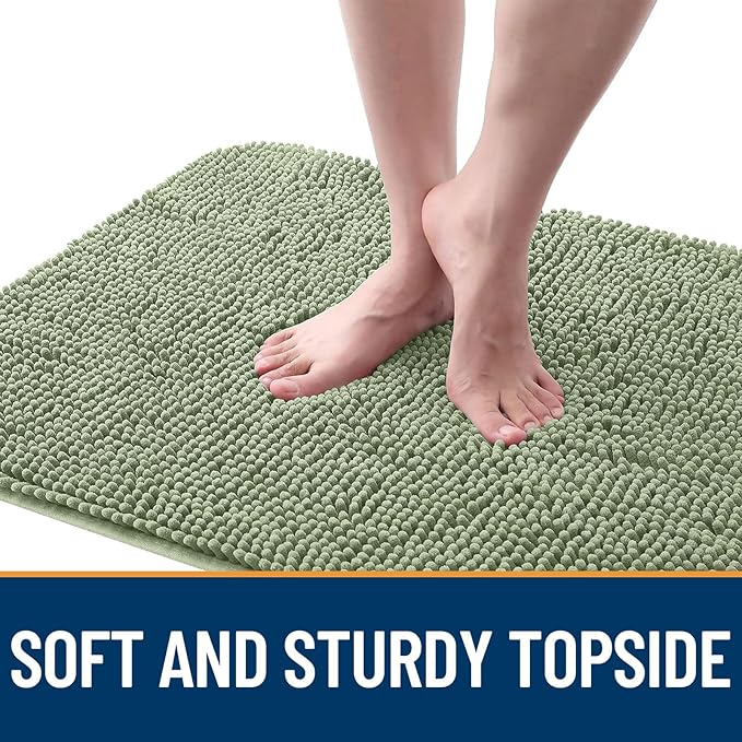 OLANLY Dog Door Mat for Muddy Paws 70x32, Absorbs Moisture and Dirt, Absorbent Non-Slip Washable Doormat, Quick Dry Chenille Mud Mat for Dogs, Entry Indoor Entryway Carpet for Inside Floor, Sage Green