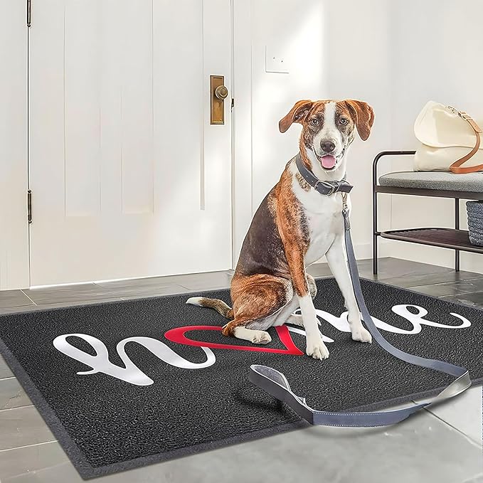 KILOCOCO Door Mat Outdoor Doormat Welcome Mat Funny Home Mats Non-Slip Front Door Mat for Entrance Indoor Door Mats for Garage Patio 31"x47", Black