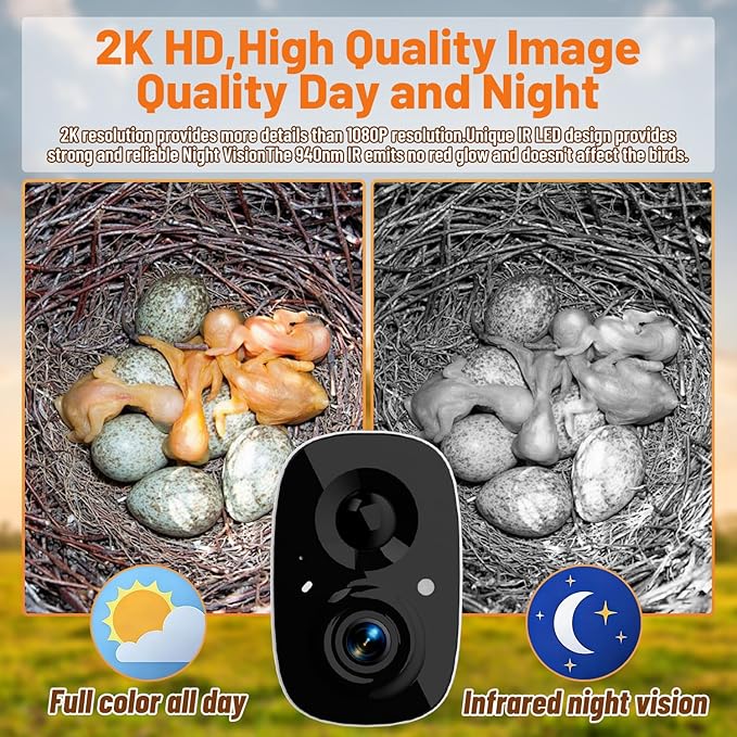 Smart Bird House with Camera, Solar Powered Bird House for Outdoor with 2K HD Cam, 2.4G WiFi, Night Vision, Motion Detection & 16GB SD, Watch Bird Nesting & Hatching in Real Time, Waterproof