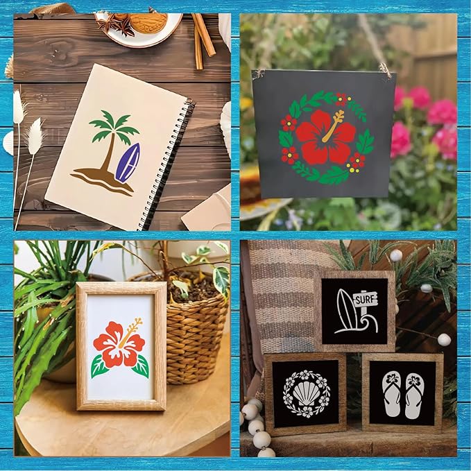 Hawaii Stencils 4in 50pcs Paint Template Reusable Plastic Templates DIY Crafts Stencil Painting Decoration for Fabrics Window Wall Home Wood(4inch 50 Pack)