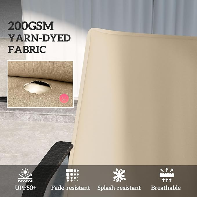 Outsunny Outdoor Lounge Chair Cushion Set of 2, UPF50+ 200gsm Fabric and 25D High-Density Foam, Foldable Patio Chaise Lounge Cushion Set, Fade Resistant for Lawn Pool, 76" x 23", Beige