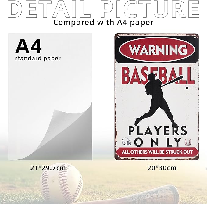 Baseball Wall Decor Sign Decorative Signs Chic Metal Signs for Boys Room Wall Decor Gift for Baseball Lovers (Color09)