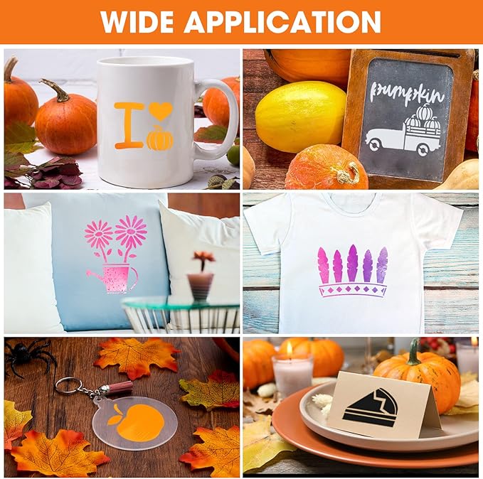 Marspark 66 Pcs Spring Easter Small Stencils for Crafts Reusable 3 Inch Stencils for Painting on Wood DIY Craft Paint Template for Wall Home Decor Card Rock Canvas Drawing Holiday (Pumpkin Style)