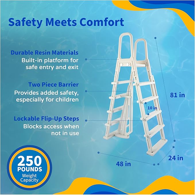 Blue Wave Marbella 15-ft Round 52-in Deep Above Ground Swimming Pool – with Steel Wall & Top Rails, Sand Filter, Overlap Liner, A-Frame Ladder & Maintenance Kit – Complete Outdoor Pool Accessories