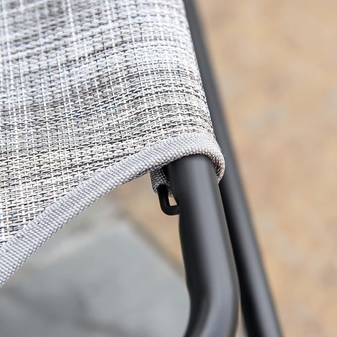 Outsunny Garden Rocking Chair, Outdoor Indoor Sling Fabric Rocker for Patio, Balcony, Porch, Gray and Brown