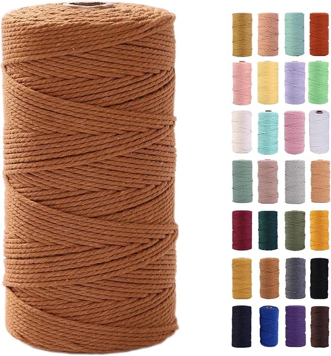 MAOQIAN Caramel Macrame Cord 2mm x 220Yards,Colored Cotton Rope Colorful Cotton Cord Soft Craft Cord Twine for Wall Hanging Plant Hangers Crafts Decorative Projects