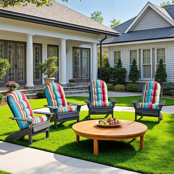 Adirondack Chair Cushion Set of 2, Rocking Chair Cushions, High Back Patio Cushions, Thickened Weather Resistant Patio Cushion with 6 Ties, Non Slip Fade & Waterproof