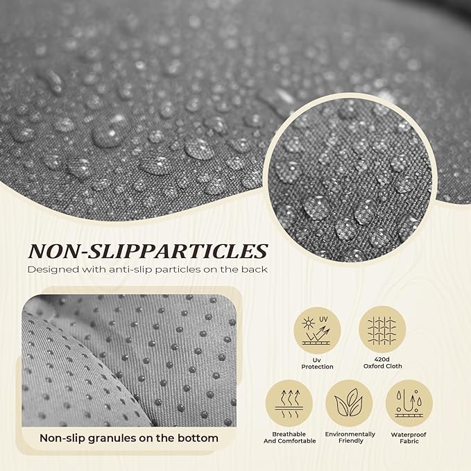 Outdoor Lounge Chair Cushions Waterproof Long Lounger Chair Cushion Chaise Chair Cushion with Ties, Patio Recliner Thickened Lounge Cushions for Indoor 74.4 x 22 x 4.7 Inches, Cushion Only(Grey)