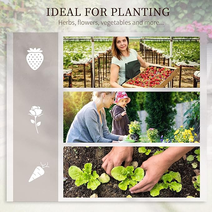 Outsunny 8 x 8' Raised Garden Bed Set, Large Steel Flower Planters for Outdoor Plants, Easy Assembly for Vegetables, Herbs, Gray