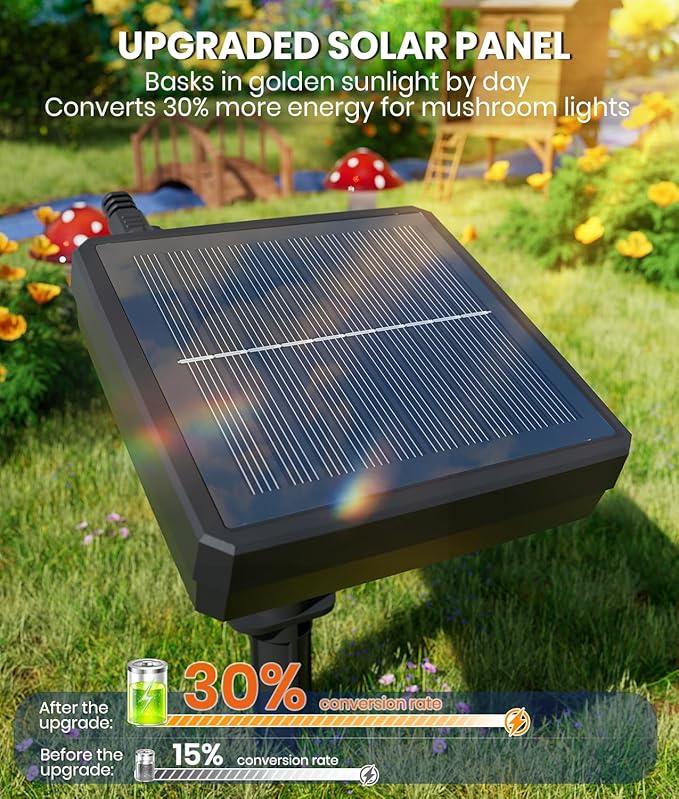 18 Pack Solar Mushroom Lights Outdoor, Garden Outdoor Decor, 8 Lighting Modes, IP65 Waterproof, Crystal-Clear Fairy Decoration for Pathway/Yard/Flower Bed/Patio/Landscape/Backyard/Dwarf, String 2×30FT