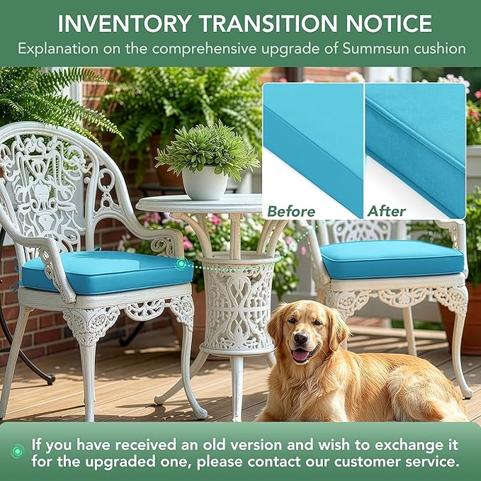 Outdoor Chair Cushions Set of 4: Waterproof & Fade Resistant Patio Furniture Cushions - 17 x 16 x 2 Inch Non Slip Round Corner Seat Cushion Pads with Removable Cover for Garden Yard Lawn, Teal