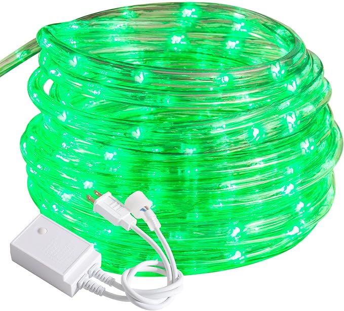 Waterproof LED Rope Lights, Connectable & Flexible with 8 Modes, Outdoor Lighting for Deck, Garden, Pool, Patio & Christmas Decor (Green, 50ft)