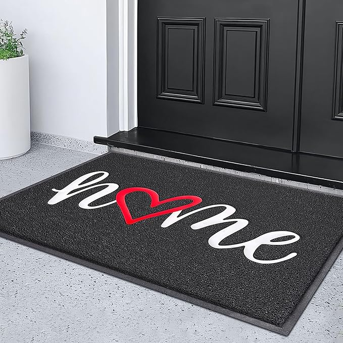 KILOCOCO Door Mat Outdoor Doormat Welcome Mat Funny Home Mats Non-Slip Front Door Mat for Entrance Indoor Door Mats for Garage Patio 31"x47", Black