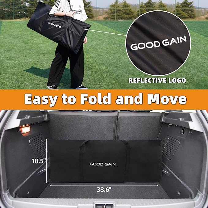 G GOOD GAIN Portable Soccer Bench - Team Bench Soccer 4 Seats with Bag, Sideline Folding Bench, Folded Chair Seating 4 for Football Camp Outdoor Sport Events, Team Chairs for Adults, Black