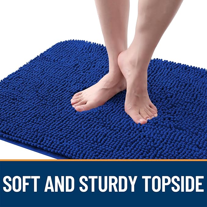 OLANLY Dog Door Mat for Muddy Paws 45x27, Absorbs Moisture and Dirt, Absorbent Non-Slip Washable Doormat, Quick Dry Chenille Mud Mat for Dogs, Entry Indoor Entryway Carpet for Inside Floor, Royal Blue