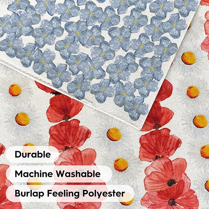 AVOIN colorlife Myosotis Poppy Memorial Day House Flag 28x40 Inch Double Sided Outside, Patriotic American Flag Yard Outdoor Decoration